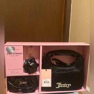 FINAL SALE! Juicy Couture Crossbody bag, mini wristlet, and keychain Bundle, NWT